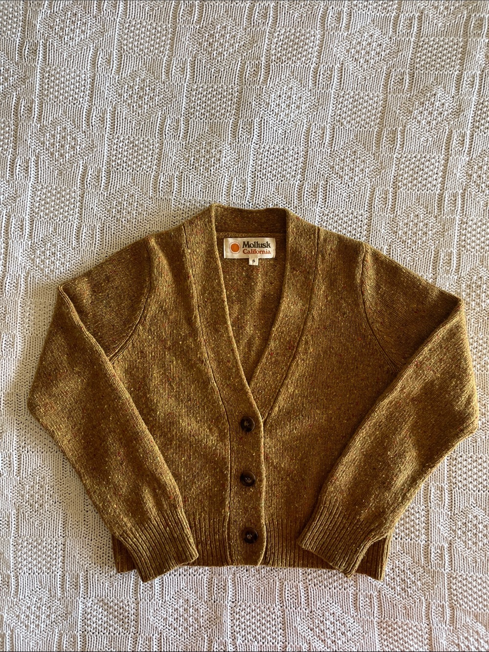 Mollusk California Surf Shop Cropped Maddie Cardigan in Autumn Sun Sz S